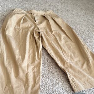 Womens wide leg chino trouser pants- Tan